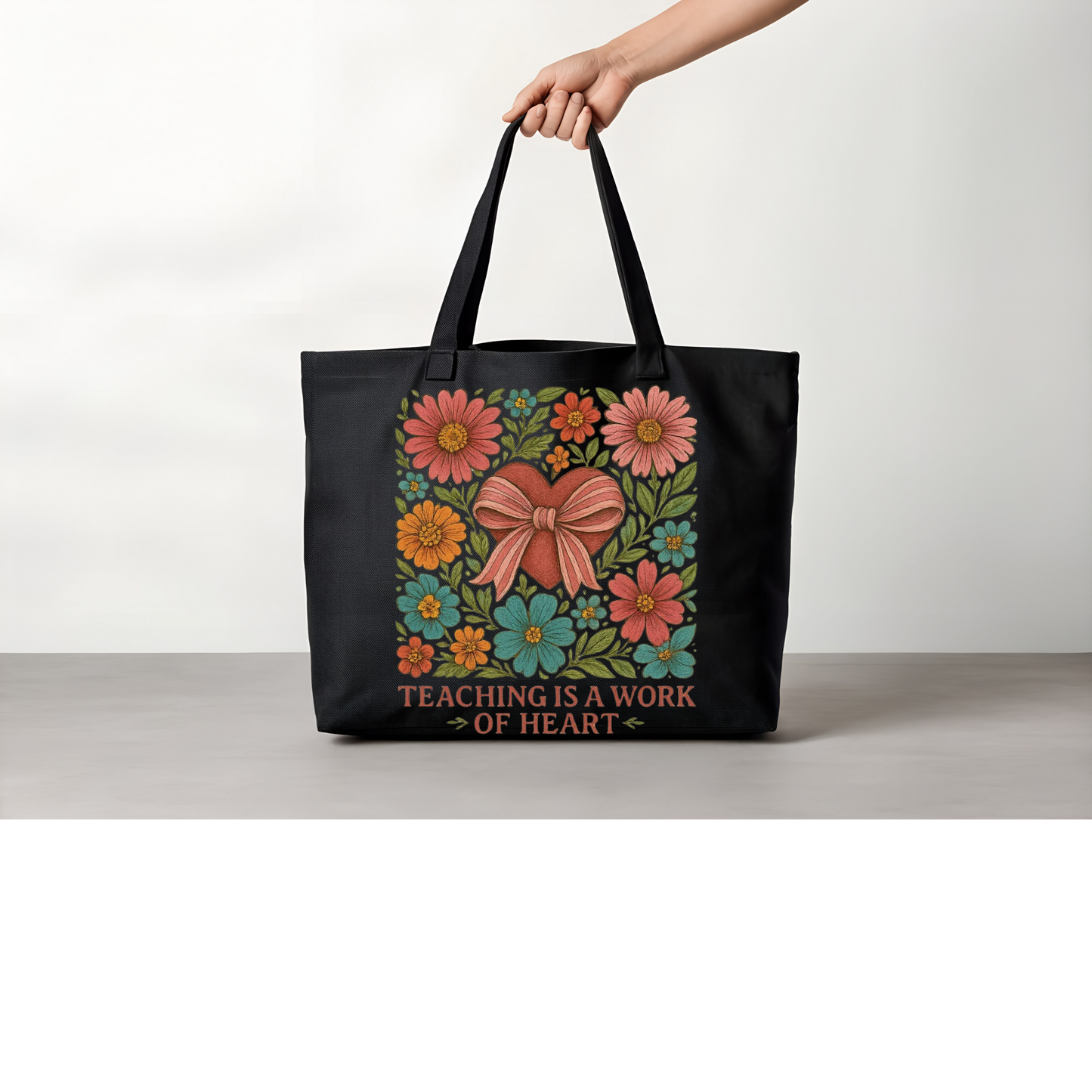 “Teaching is a work of heart Tote bag Faith & Self-Love Affirmation Bag