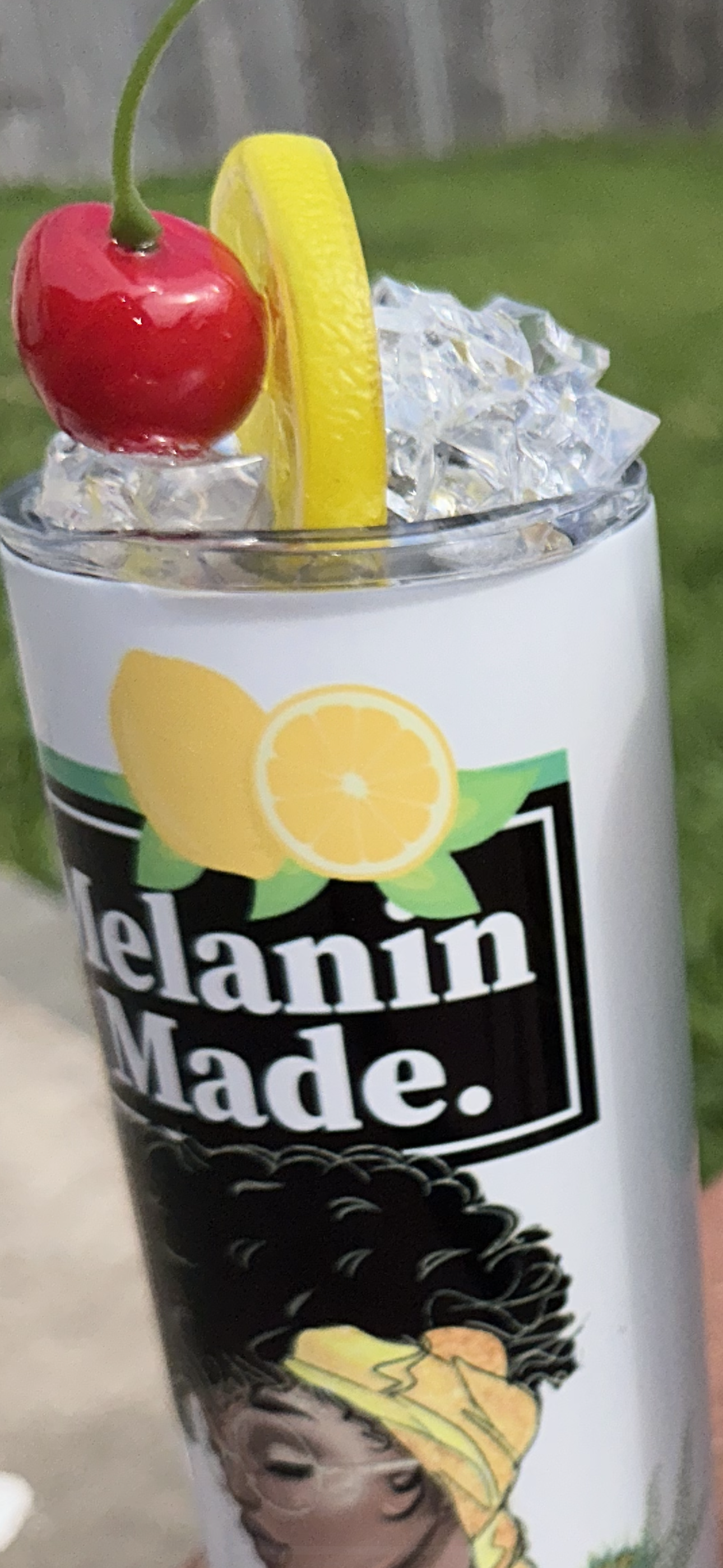 Melanin made tumbler with decorative top