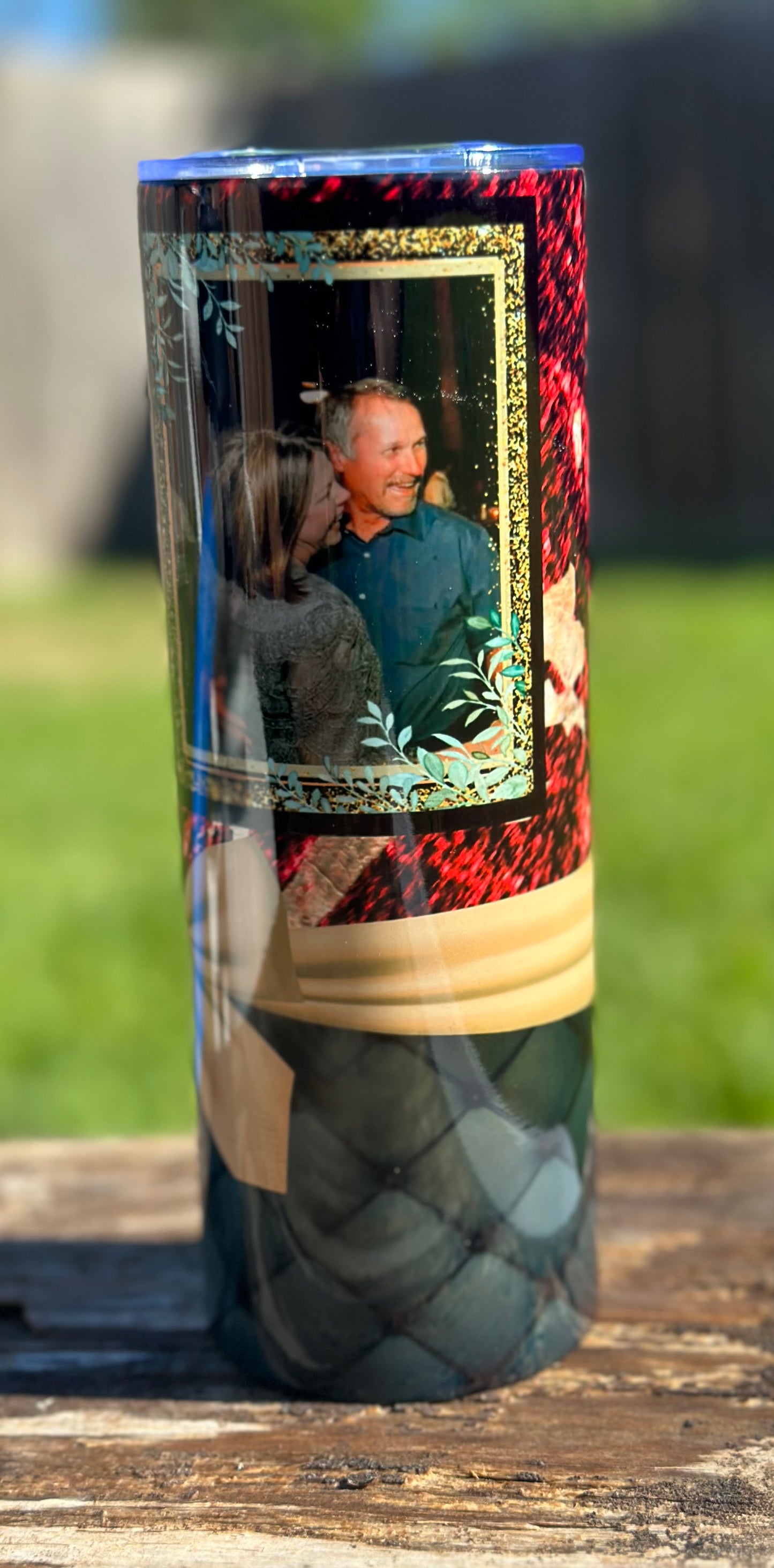 Photo Frame gradient bow tumbler (2 photo) personalized tumbler
