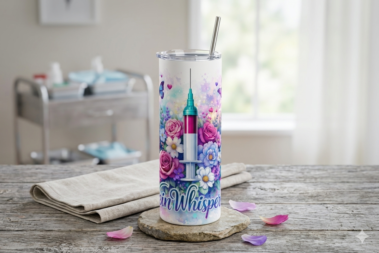 🌸 Floral Nurse Life Tumbler – 20oz Stainless Steel Cup 🌸