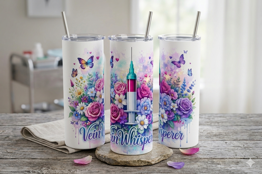 🌸 Floral Nurse Life Tumbler – 20oz Stainless Steel Cup 🌸