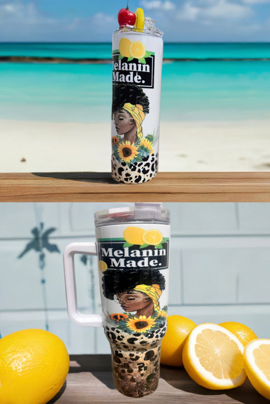 Melanin made tumbler with decorative top