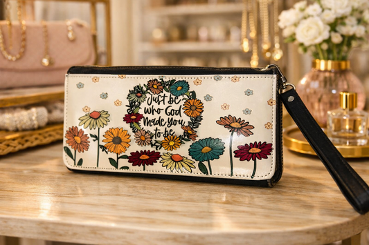 Just be what God created you to be Wristlet Wallet – Floral Zipper Clutch (Copy)
