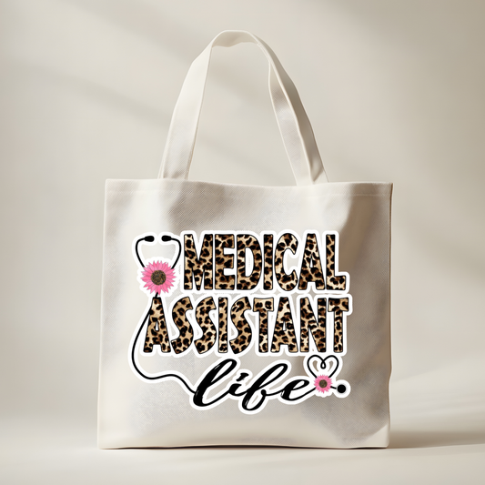 Medical Assistant Life Tote Bag – Leopard Print Healthcare Work Bag