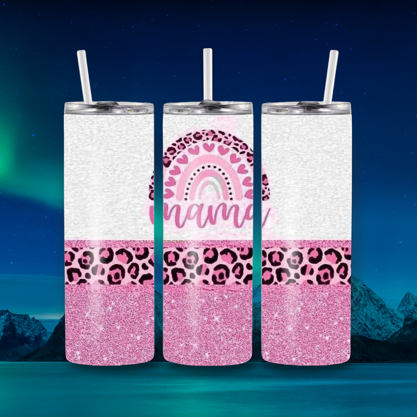 Mama Leopard Rainbow 20oz Tumbler – Name Stainless Steel Cup