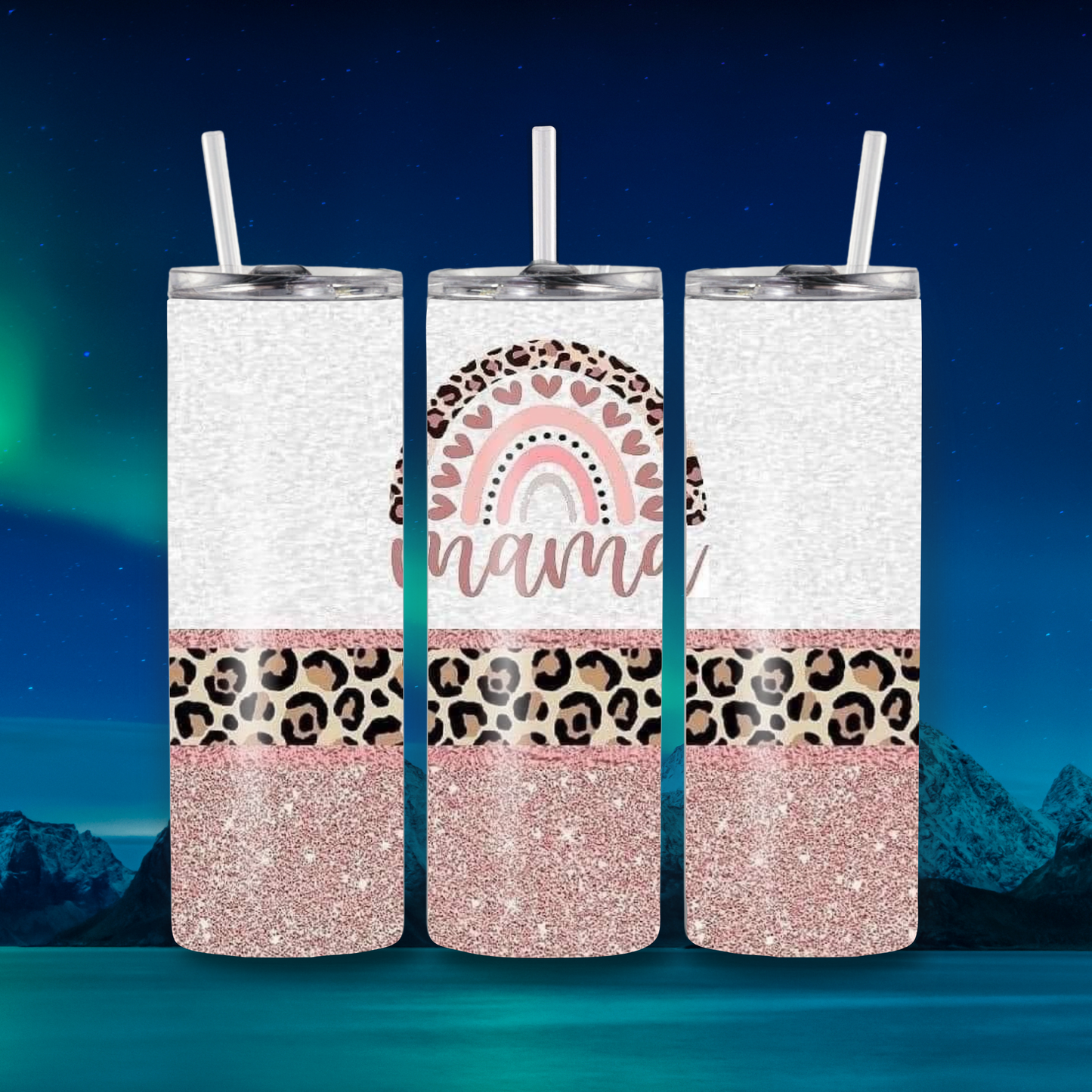 Mama Leopard Rainbow 20oz Tumbler – Name Stainless Steel Cup