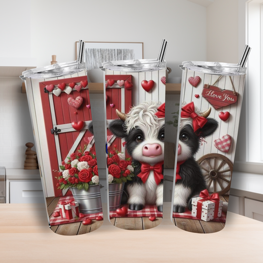 20 oz Valentine Cow Sublimation Tumbler – Farmhouse Love Design