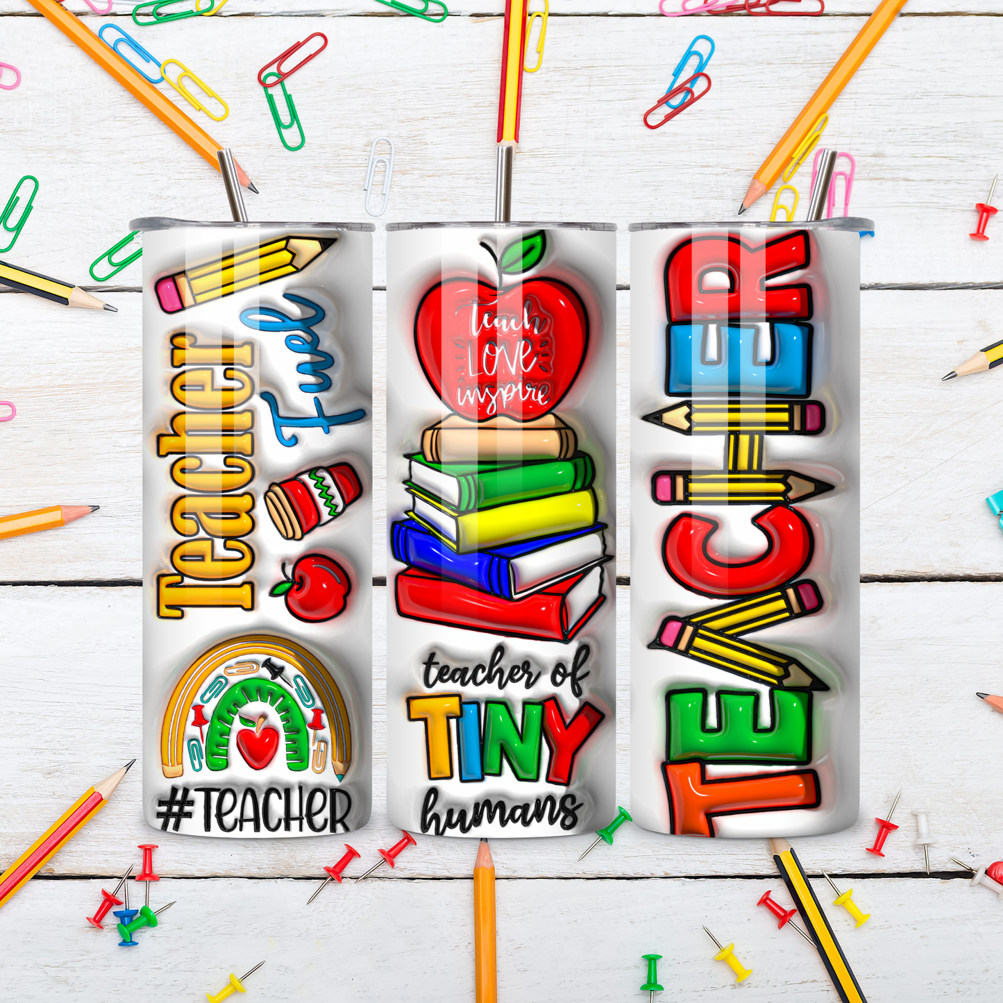 Teacher of Tiny Humans 20oz Tumbler – Cute Apple & Books Teacher Gift Cup