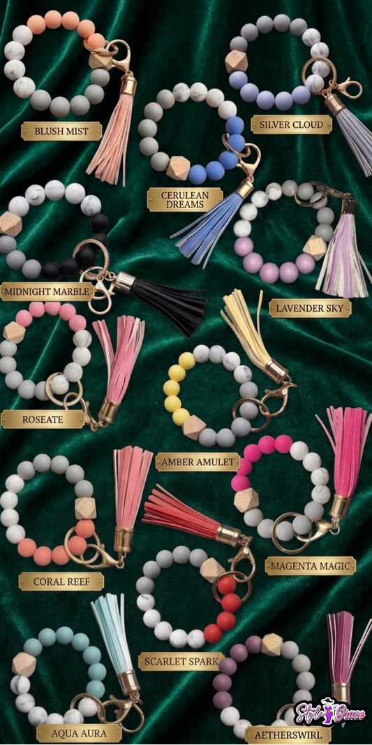 ✨ Beaded Bracelet Keychain with Tassel | Wristlet Keychain for Women | Hands-Free Stylish Key Holder