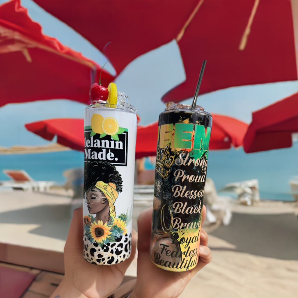 Melanin made tumbler with decorative top