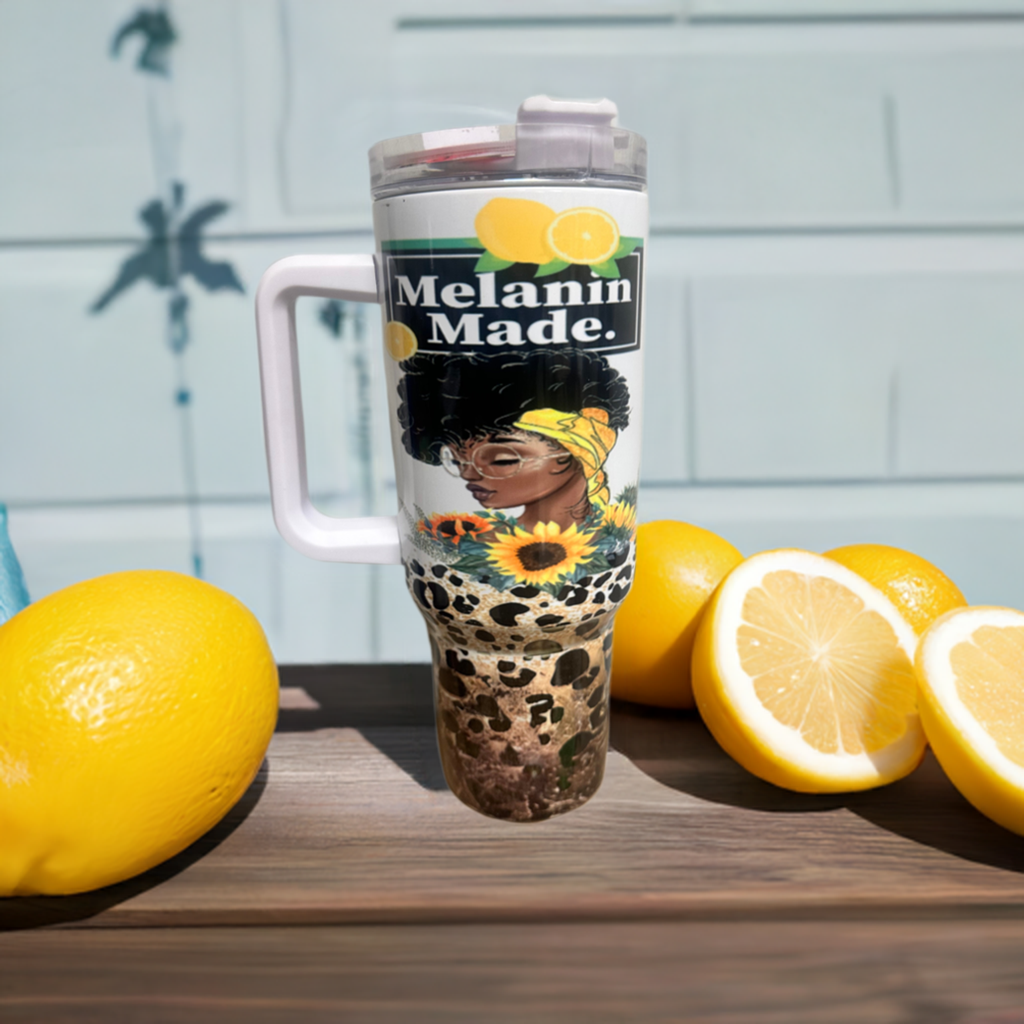 Melanin made tumbler with decorative top