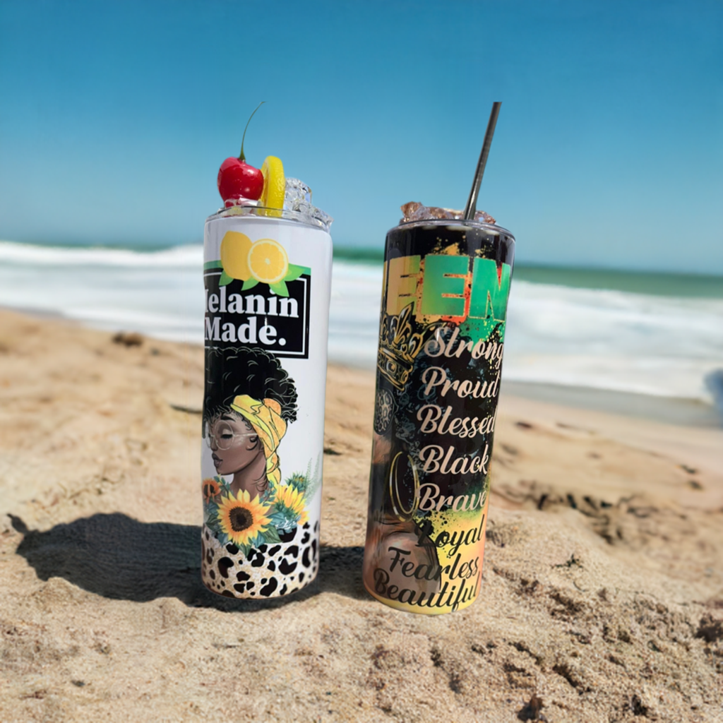 Melanin made tumbler with decorative top