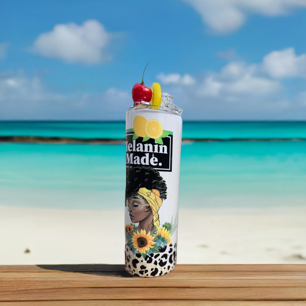 Melanin made tumbler with decorative top